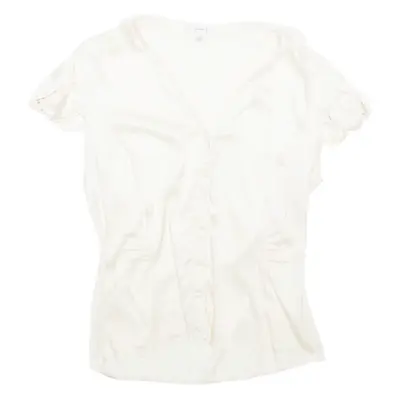 UN DEUX TROIS Womens Plain Shirt Cream Silk Sleeveless XS