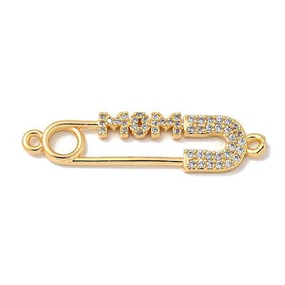 Mother's Day Brass Micro Pave Clear Cubic Zirconia Connector Charms