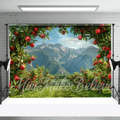 Apple Orchard Arch Mountain Spring Photo Backdrop - Aperturee