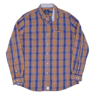 PIERRE CARDIN Mens Shirt Blue Check Long Sleeve XL
