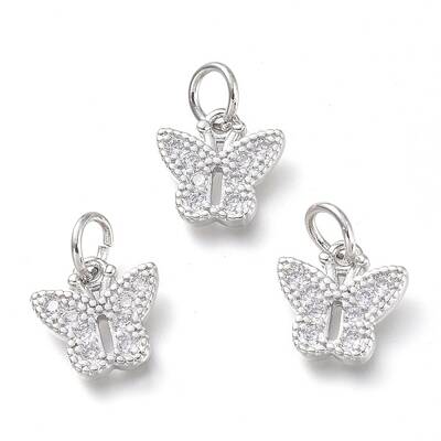 Brass Micro Pave Clear Cubic Zirconia Pendants