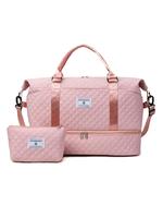 Large Capacity Travel Bag Set, Travel Accessories, Letter Pattern Zipper Travel Bag with Shoe Compartment, Casual Sports Fitn...