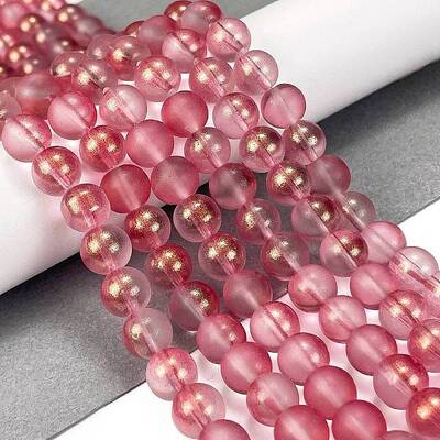 Frosted Transparent Glass Bead Strands