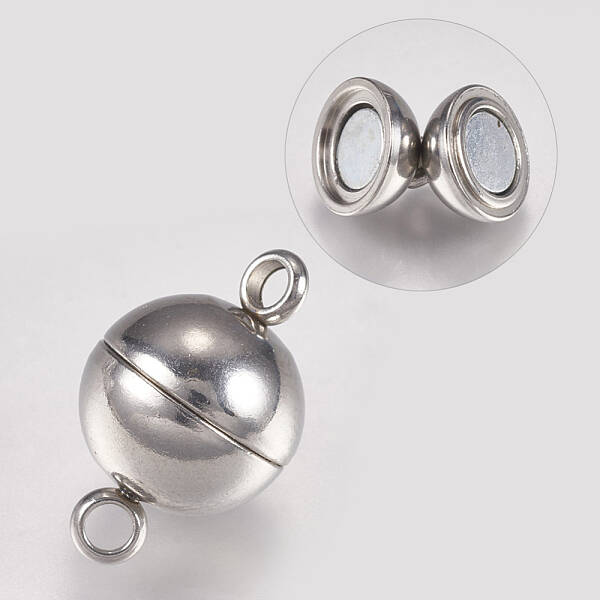 Tarnish Resistant 304 Stainless Steel Magnetic Clasps with Loops