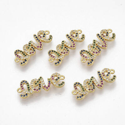Brass Micro Pave Cubic Zirconia Links connectors