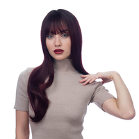 25-Inch Burgundy with Black Roots Curl Synthetic Wig | 【Heat Resistant】【Cap Included】 |