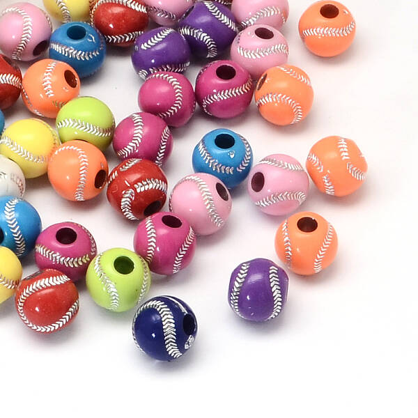 Baseball Plating Acrylic Beads