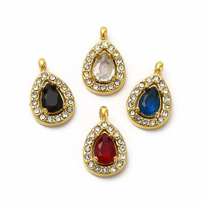 PVD Vacuum Plating 304 Stainless Steel Cubic Zirconia Pendants