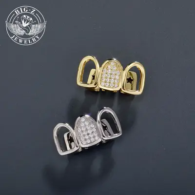 【Fashion casual】Hip Hop Grills Jewelry Micro-Inset Zircon Braces Rapper Accessories Bling，Christmas Ball Carnival Party...