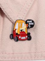 Cute Cartoon Car & Goose Design Brooch, Creative Metal Brooch with Letters Print, Fashion Summer Charm Accessories for Men & ...