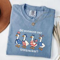 Comfort Colors Firequacker Goose T Shirt, Funny 4th of July Tee, USA Vintage Tee, Independence Day Shirt, Patriotic American ...