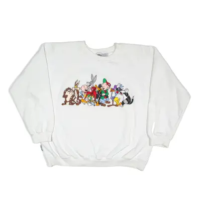 ACME CLOTHING Looney Tunes Character Sweatshirt White 90s Mens L