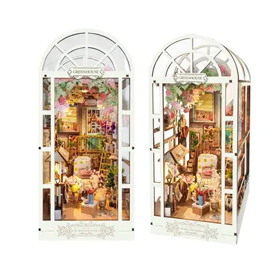 DIY Book Nook Kit with Dust Cover, DIY Dollhouse Booknook Bookshelf Insert Decor Alley, Bookends Model Build-Creativity Kit w...