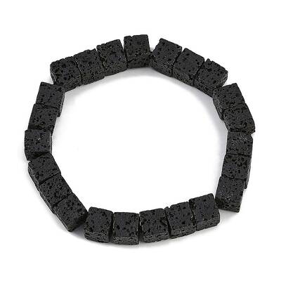Natural Lava Rock Beaded Stretch Bracelets for Men Women