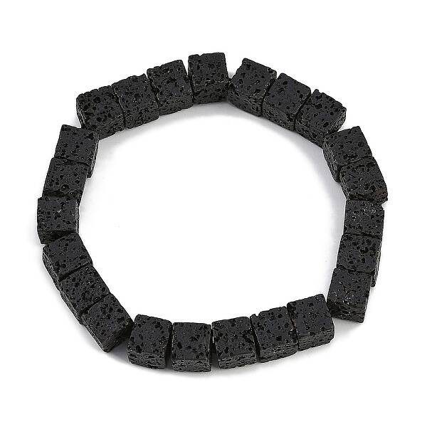 Natural Lava Rock Beaded Stretch Bracelets for Men Women