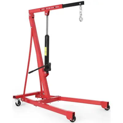 Garvee Portable Hydraulic Engine Hoist, 1.5 Ton (3000 LBS) Capacity Shop Crane with Telescopic Boom & 4 Swivel Casters, Cherr...