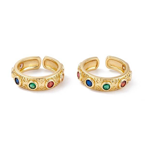 Brass Micro Pave Cubic Zirconia Cuff Rings