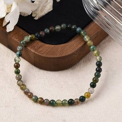 Natural Indian Agate Beaded Stretch Bracelets