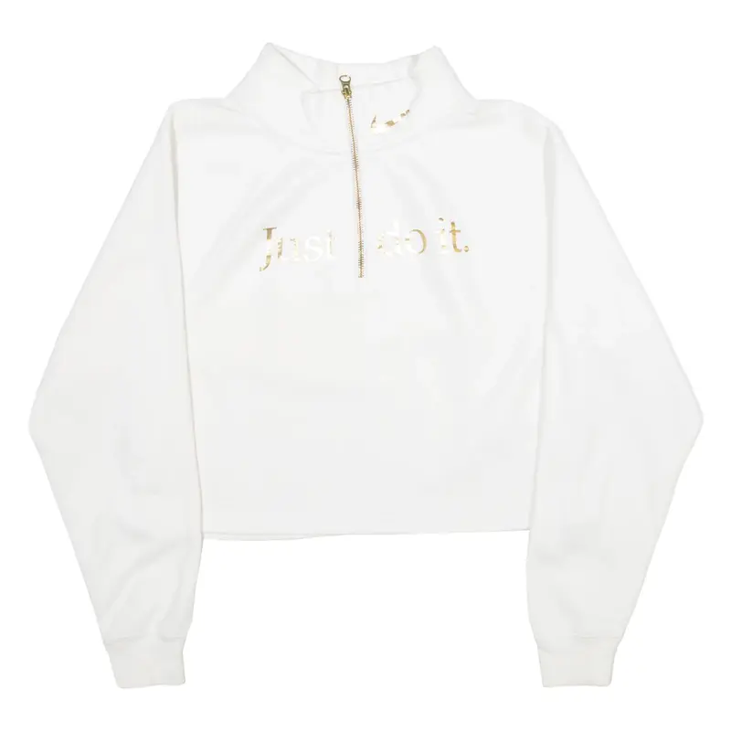 NIKE Cropped Womens Sweatshirt White High Neck XS