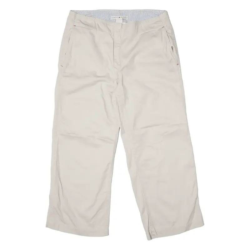 TOMMY HILFIGER Chino Trousers Cream Regular Straight Womens W34 L25