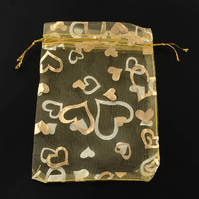 Heart Printed Organza Bags
