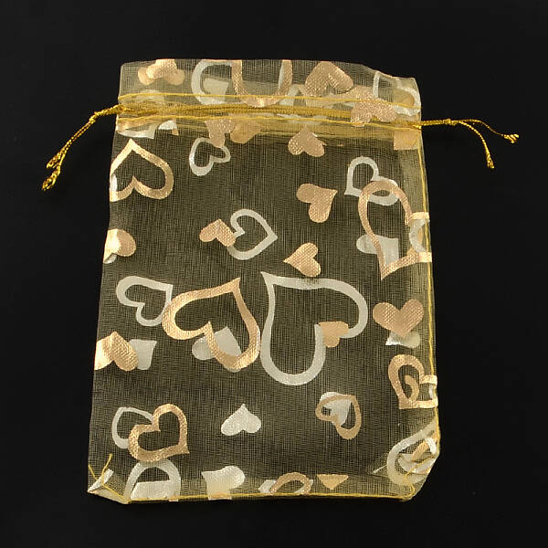 Heart Printed Organza Bags