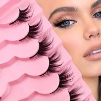 Cat Eye Half False Eyelashes, 7 Pairs Natural Look Wispy Fluffy Faux Eyelashes, Tail Elongated Lashes For Lashes Extensions, ...