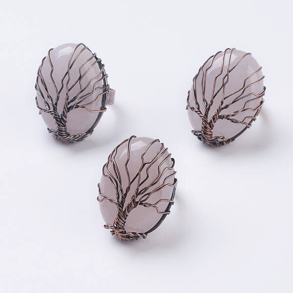 Natural Rose Quartz Adjustable Finger Ring