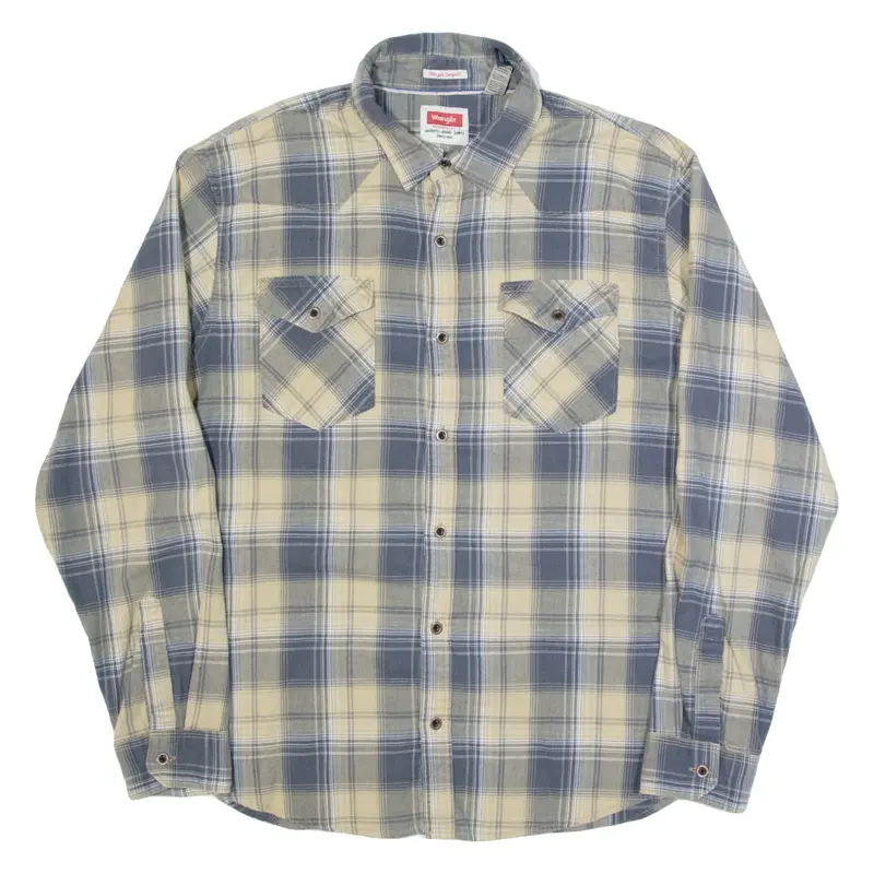 WRANGLER Mens Shirt Beige Check Long Sleeve XL