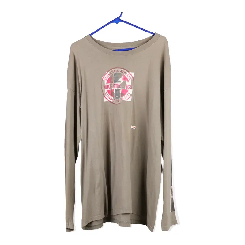 Nike Long Sleeve T-Shirt - XL Beige Cotton