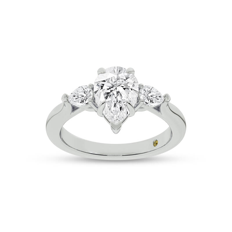 Bruges Three Stone Pear Shape Lab Grown Diamond Engagement Ring | 18K White Gold 3 1/2 CT. TW.