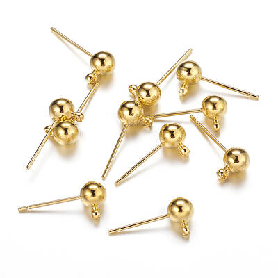Brass Ball Post Ear Studs