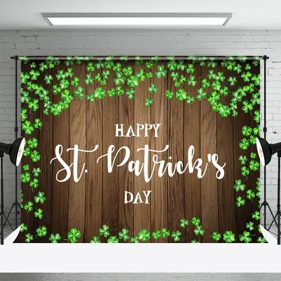 Wood Pattern Green Gift Box St Patricks Day Backdrop - Aperturee