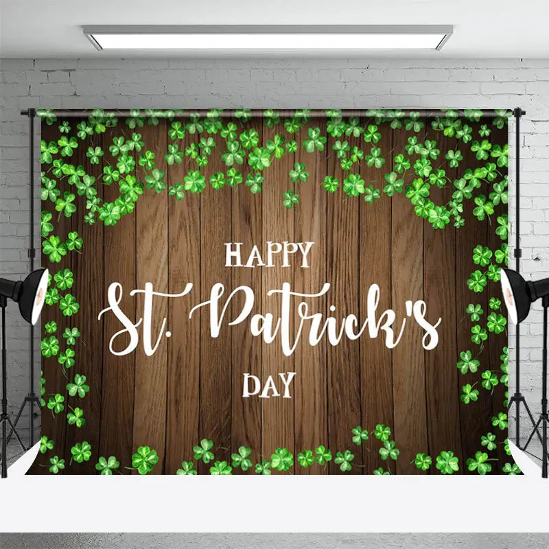 Wood Pattern Green Gift Box St Patricks Day Backdrop - Aperturee