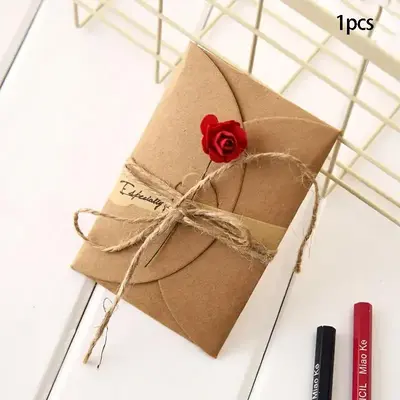 Dried Flower Design Kraft Paper Cards, 5 Counts/set Creative Greeting Cards, Holiday Blessing Cards for Birthdays & Weddings ...