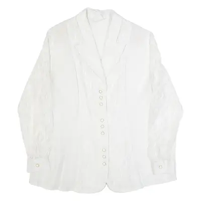 Womens Shirt White V-Neck Long Sleeve M