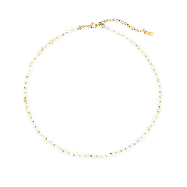 Natural Shell & Real 18K Gold Plated Stainless Steel Beaded Necklaces