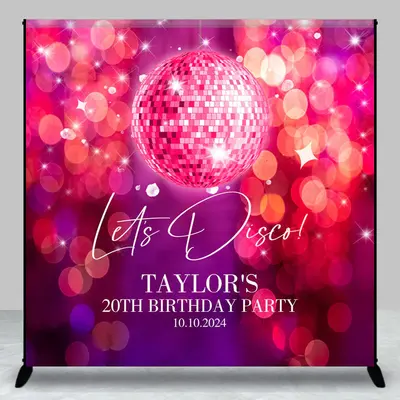 Lets Disco Bokeh Red Light Custom Birthday Backdrop