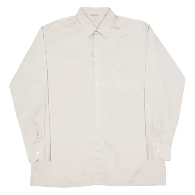 N41 Mens Plain Shirt Beige Long Sleeve XL