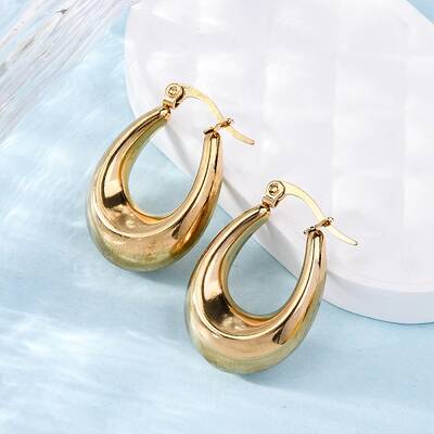 Ion Plating(IP)  304 Stainless Steel Hoop Earrings