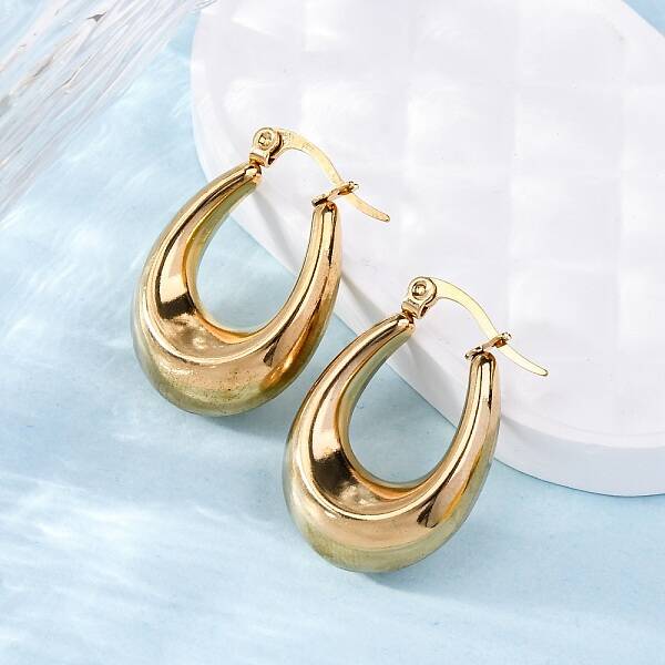Ion Plating(IP)  304 Stainless Steel Hoop Earrings