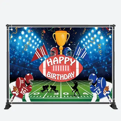 Football Field Player Trophy Sport Birthday Backdrop - Aperturee