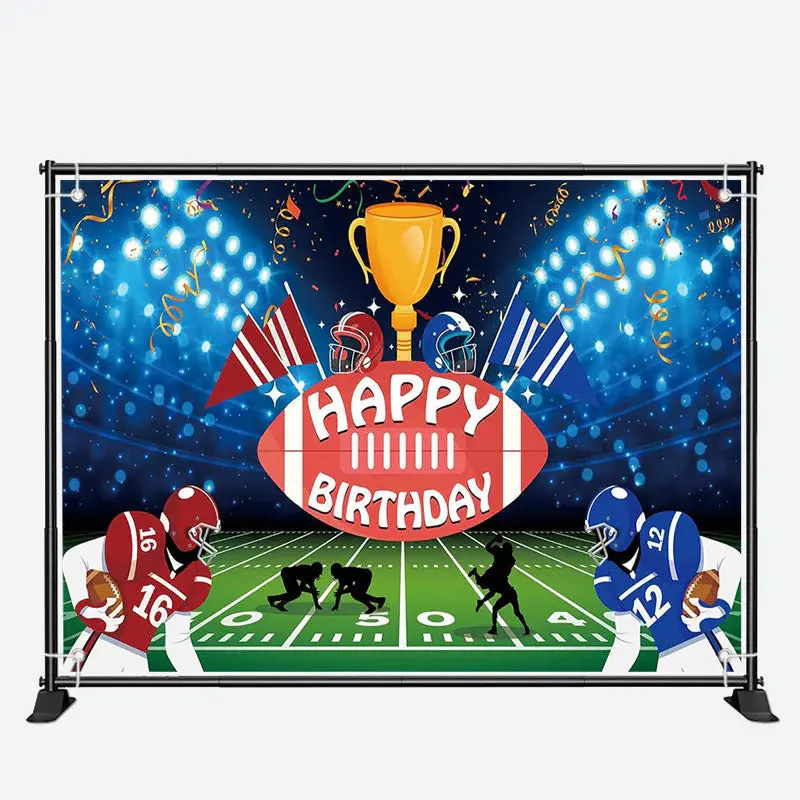 Football Field Player Trophy Sport Birthday Backdrop - Aperturee