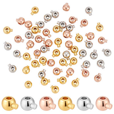 60Pcs 3 Colors Brass Crimp Beads