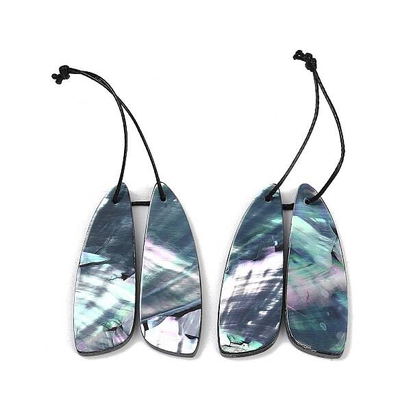 2Pcs Natural Black Lip Shell Pendants