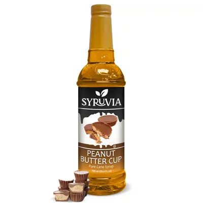 Syruvia Peanut Butter Cup Syrup for Coffee, Sweet Coffee Flavoring, 25.4 fl oz, Kosher, Gluten Free, Perfect for Lattes, Smoo...