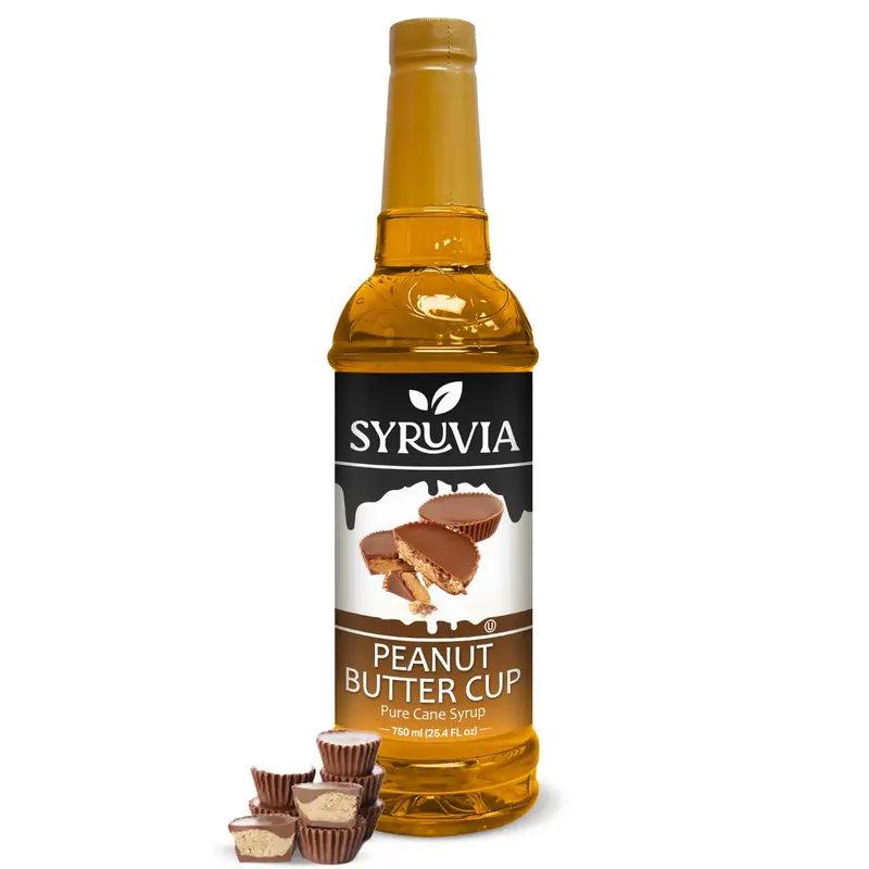 Syruvia Peanut Butter Cup Syrup for Coffee, Sweet Coffee Flavoring, 25.4 fl oz, Kosher, Gluten Free, Perfect for Lattes, Smoo...