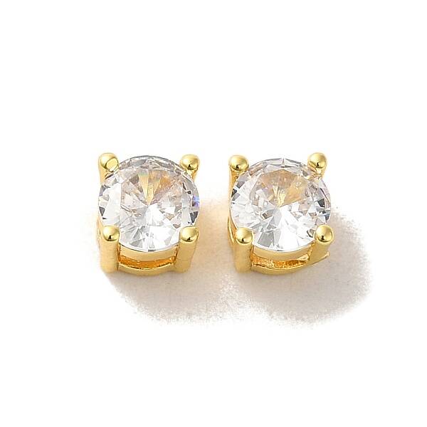Brass with  Single Clear  Cubic Zirconia Bead