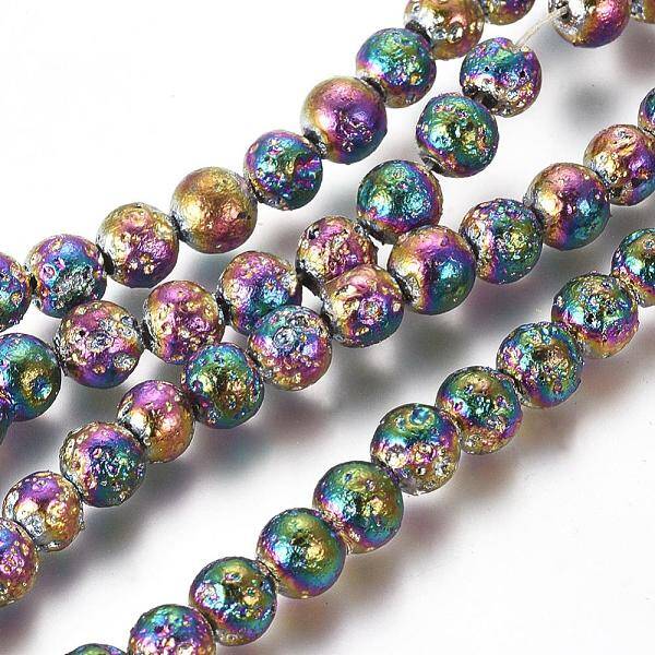 Electroplated Natural Lava Rock Beads Strands