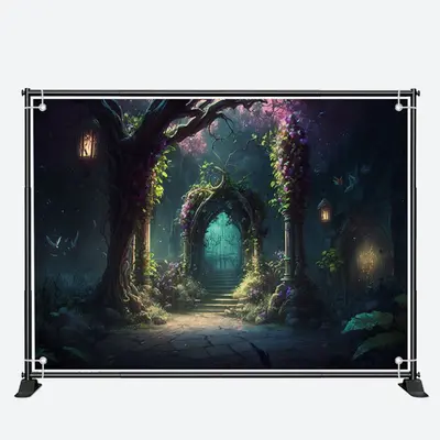 Wonderland Door Green Vines Floral Spring Backdrop - Aperturee